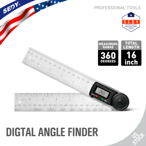 Electronic Digital Angle Finder 8" Protractor Ruler Stainless Lcd With Batteries